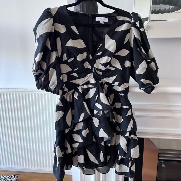 Witchery - Abstract Print Ruffle Dress - Size 10 - Picture 3 of 8